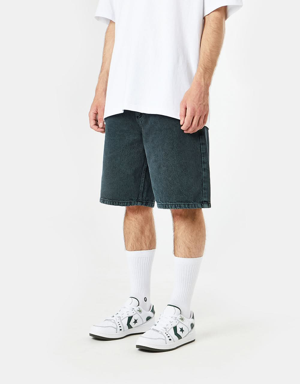 Route One Super Baggy Denim Shorts - Shaded Spruce