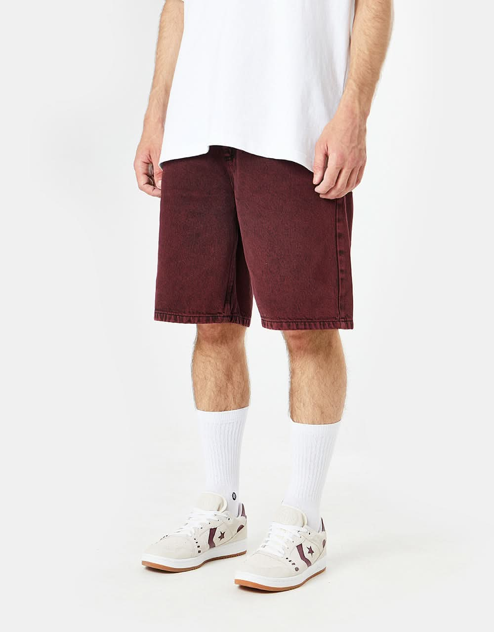 Route One Super Baggy Denim Shorts - Rhubarb