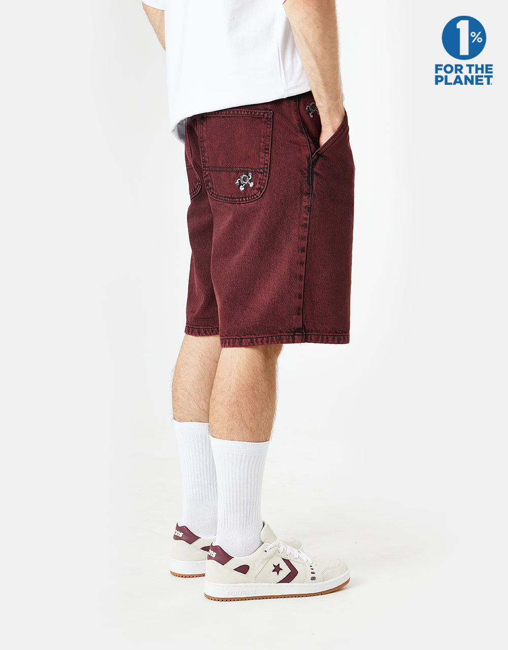 Route One Super Baggy Denim Shorts - Rhubarb