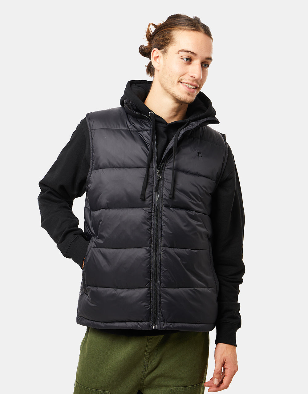 Route One Classic Puffer Gilet - Black