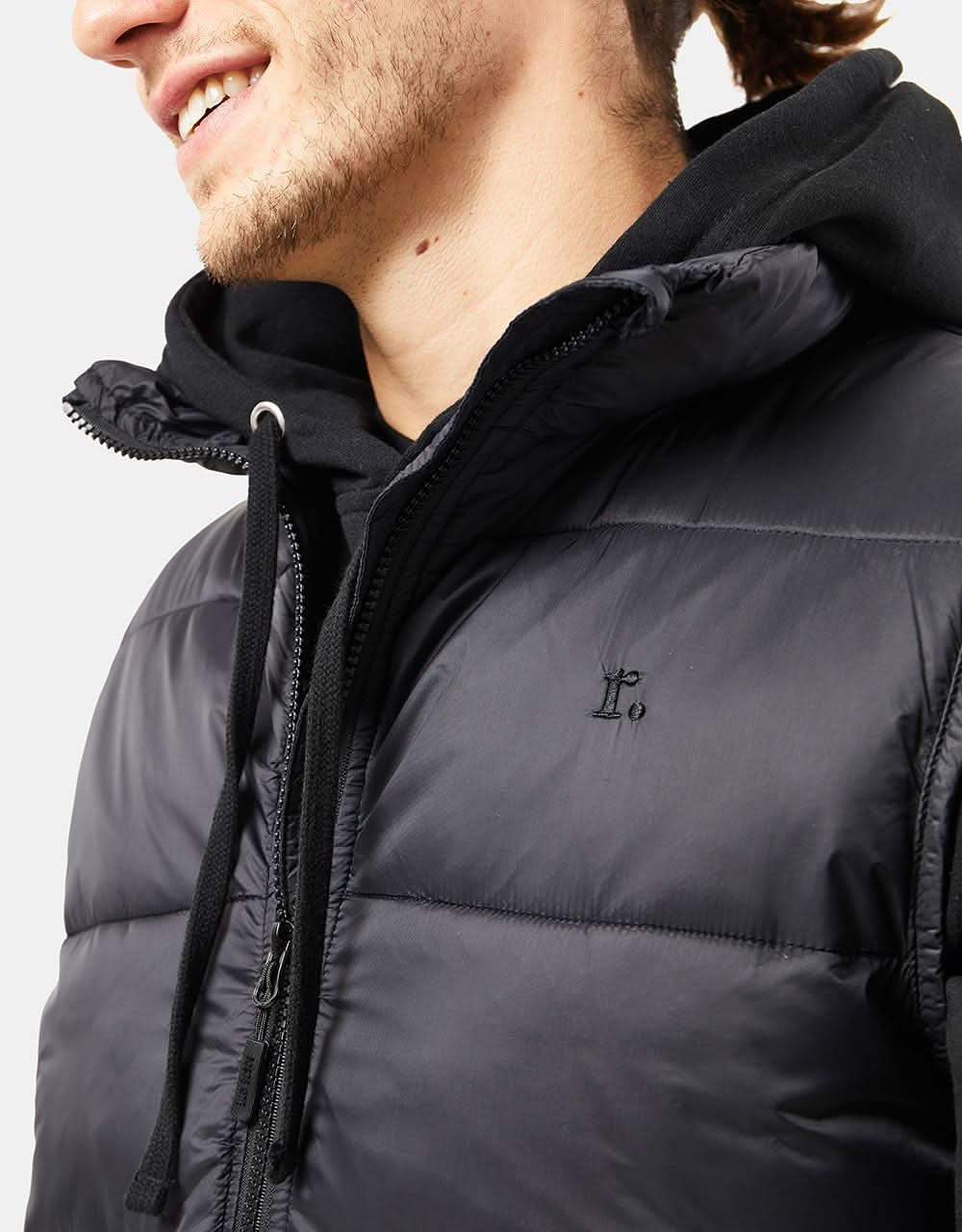 Route One Classic Puffer Gilet - Black