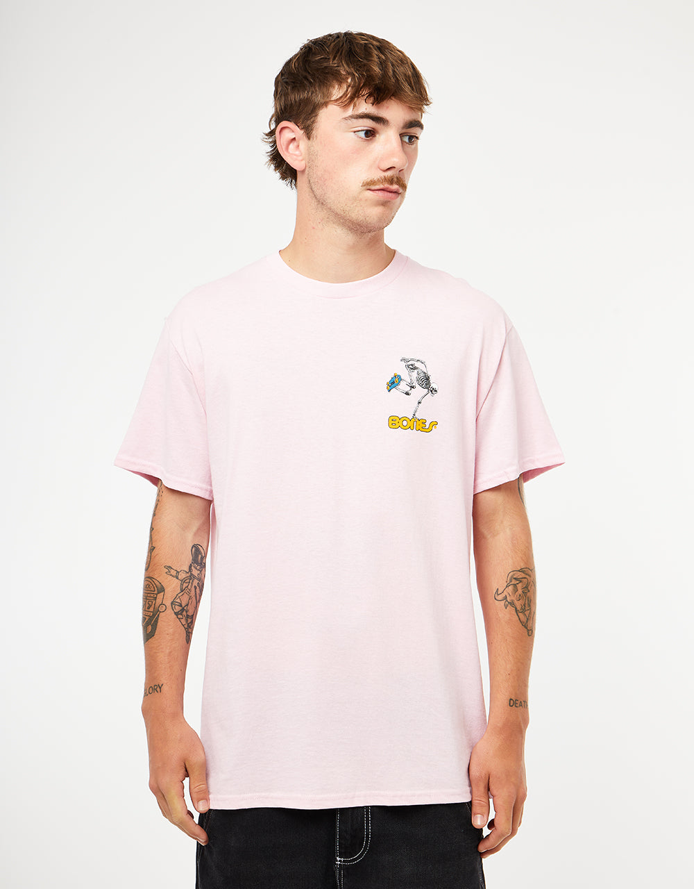 Powell Peralta Skate Skeleton T-Shirt - Light Pink