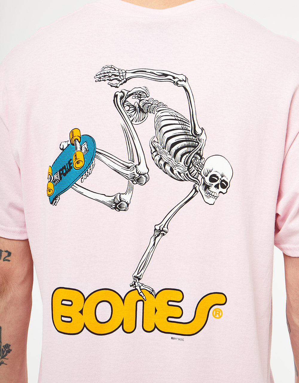 Powell Peralta Skate Skeleton T-Shirt - Light Pink
