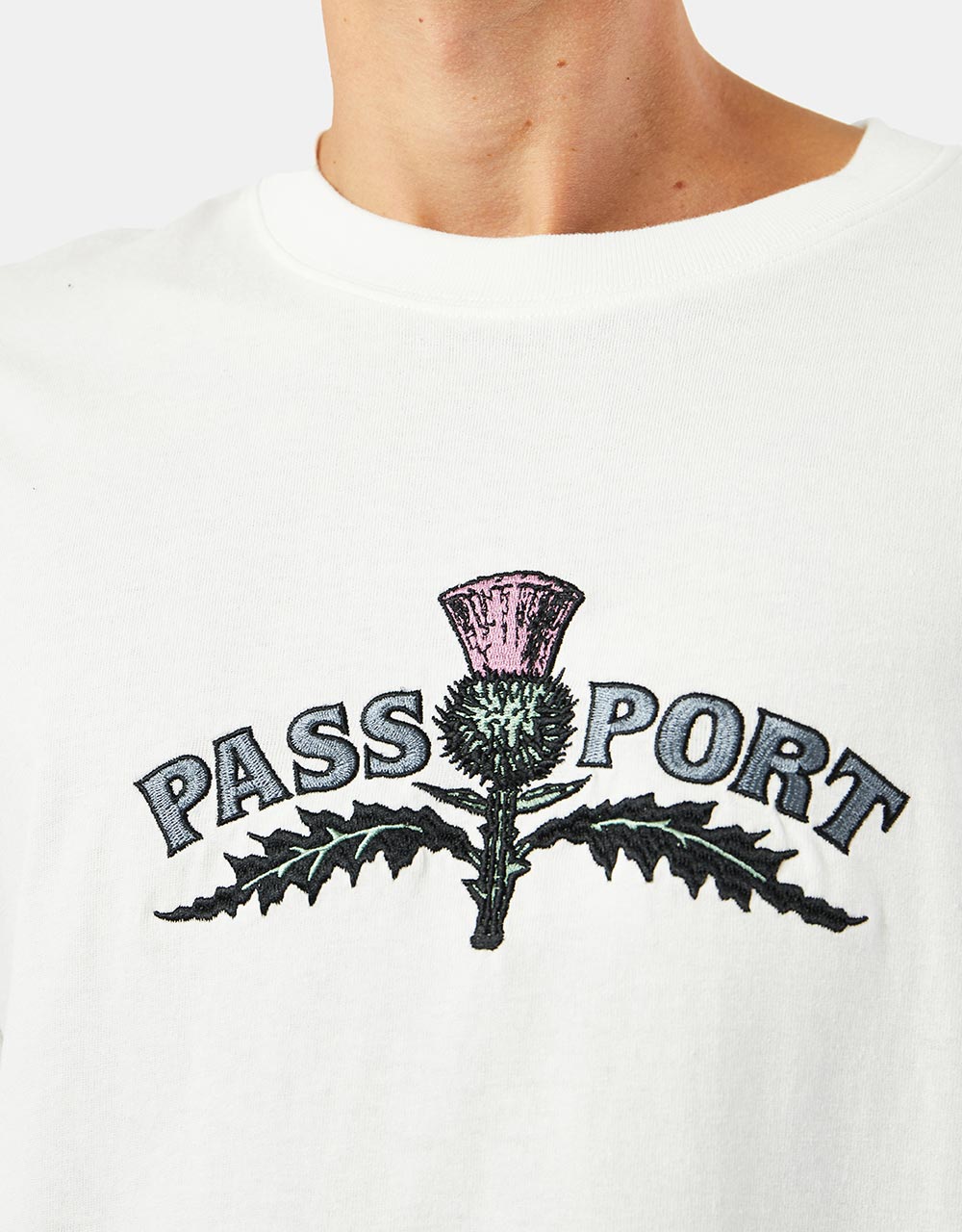 Pass Port Thistle Embroidered T-Shirt - White