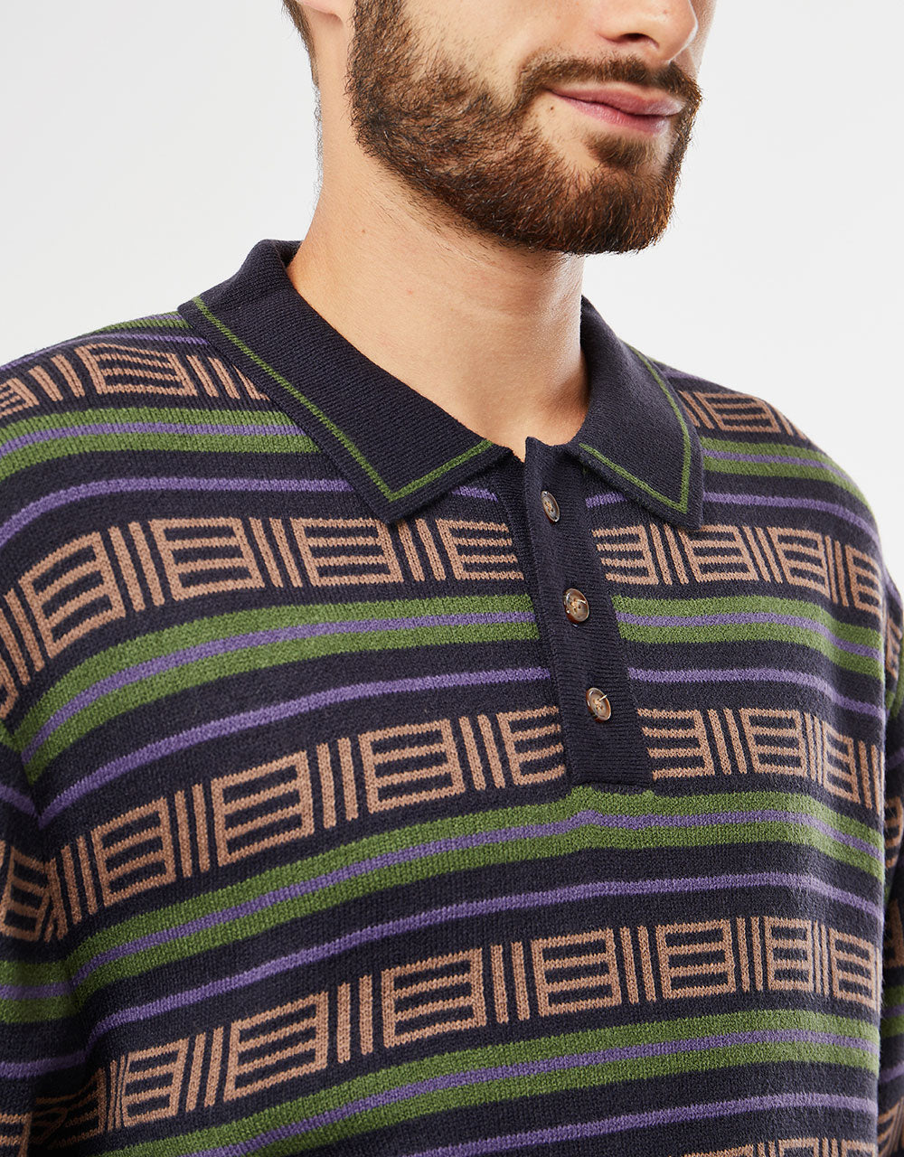Butter Goods Windsor Knitted Sweater - Navy/Forest
