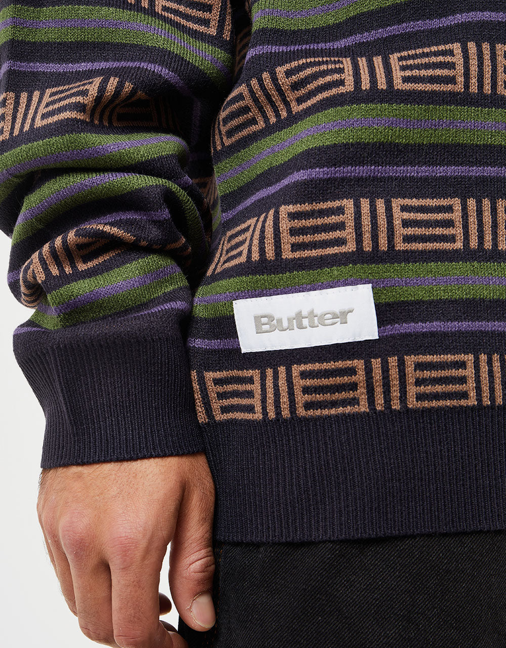 Butter Goods Windsor Knitted Sweater - Navy/Forest