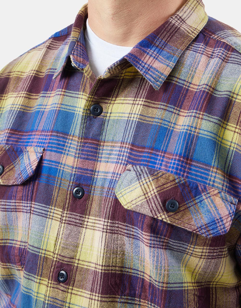 Patagonia Organic Cotton Mide-Weight L/S Fjord Flannel Shirt - Sun Rays: Obsidian Plum