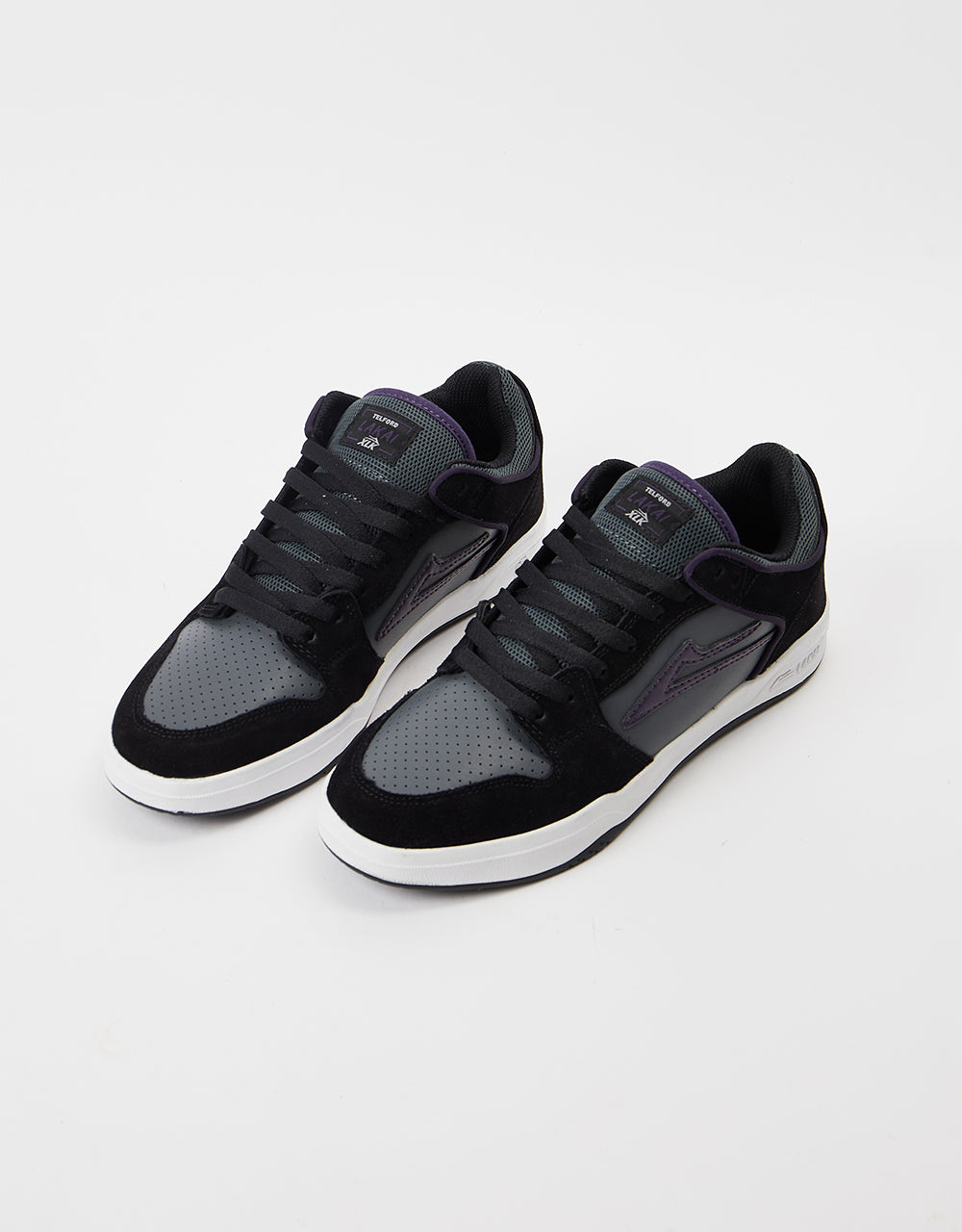 Lakai Telford Low Skate Shoes - Black/Grey Suede