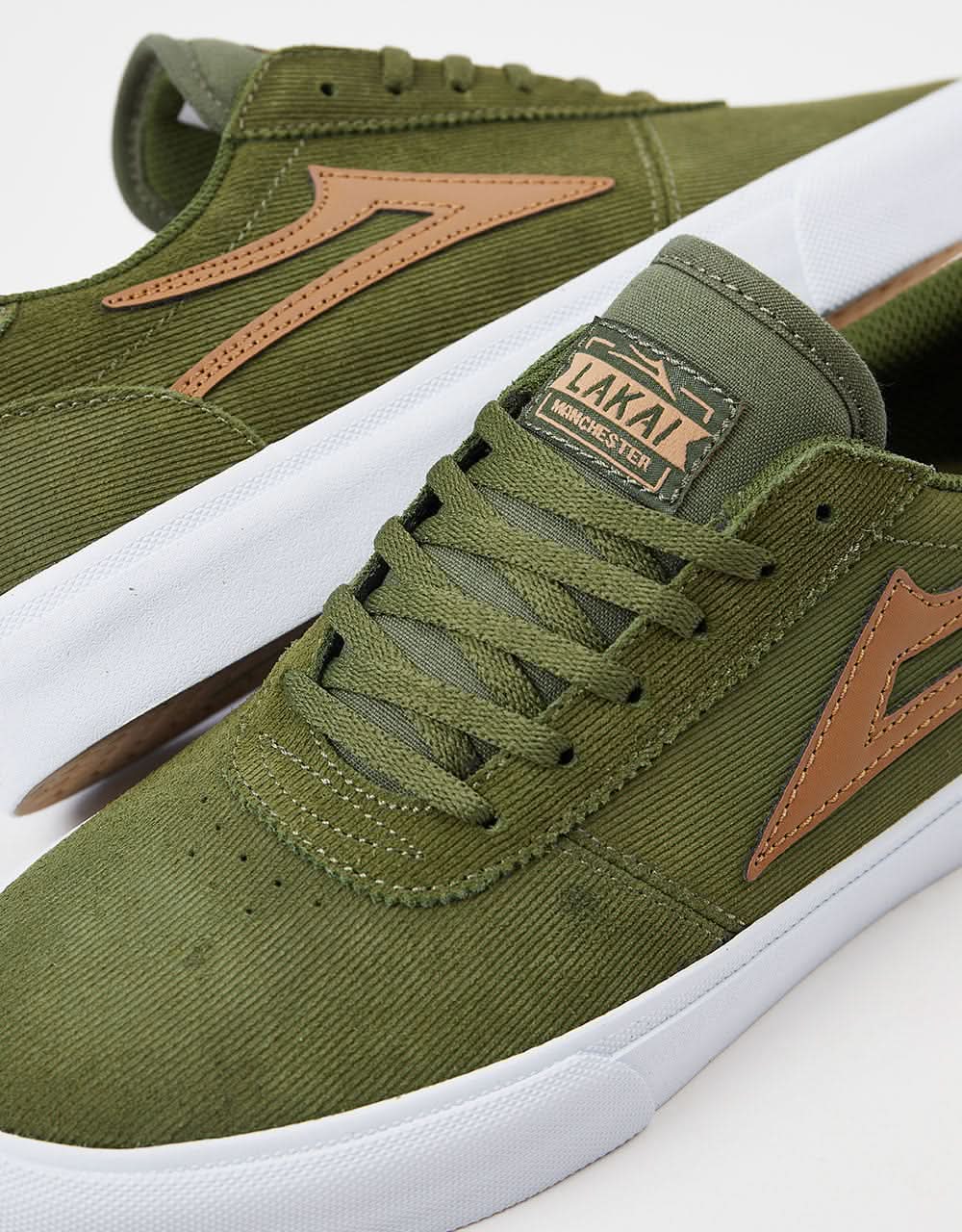 Lakai Manchester Skate Shoes Olive Cord Suede