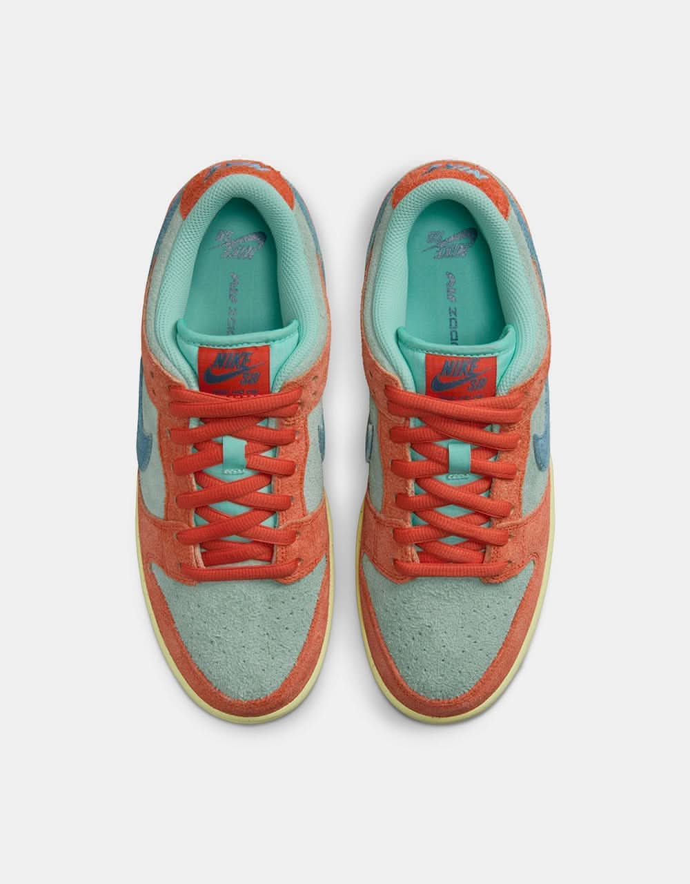 Nike SB Dunk Low Pro Premium Skate Shoes - Orange/Noise Aqua-Emerald Rise-Orange-Lemon Chiffon