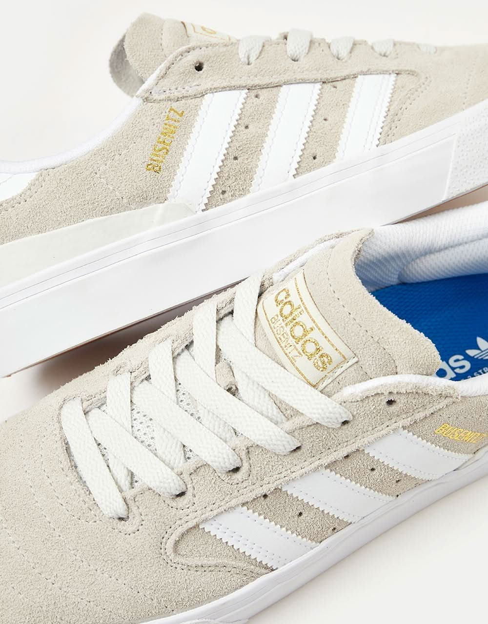 adidas Busenitz Vulc II Skate Shoes - Crystal White/White/Gold Metallic