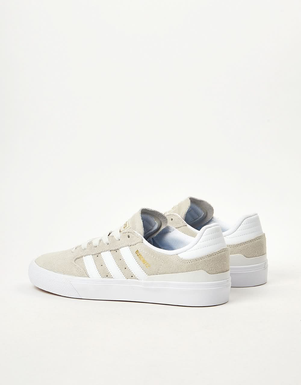 adidas Busenitz Vulc II Skate Shoes - Crystal White/White/Gold Metallic