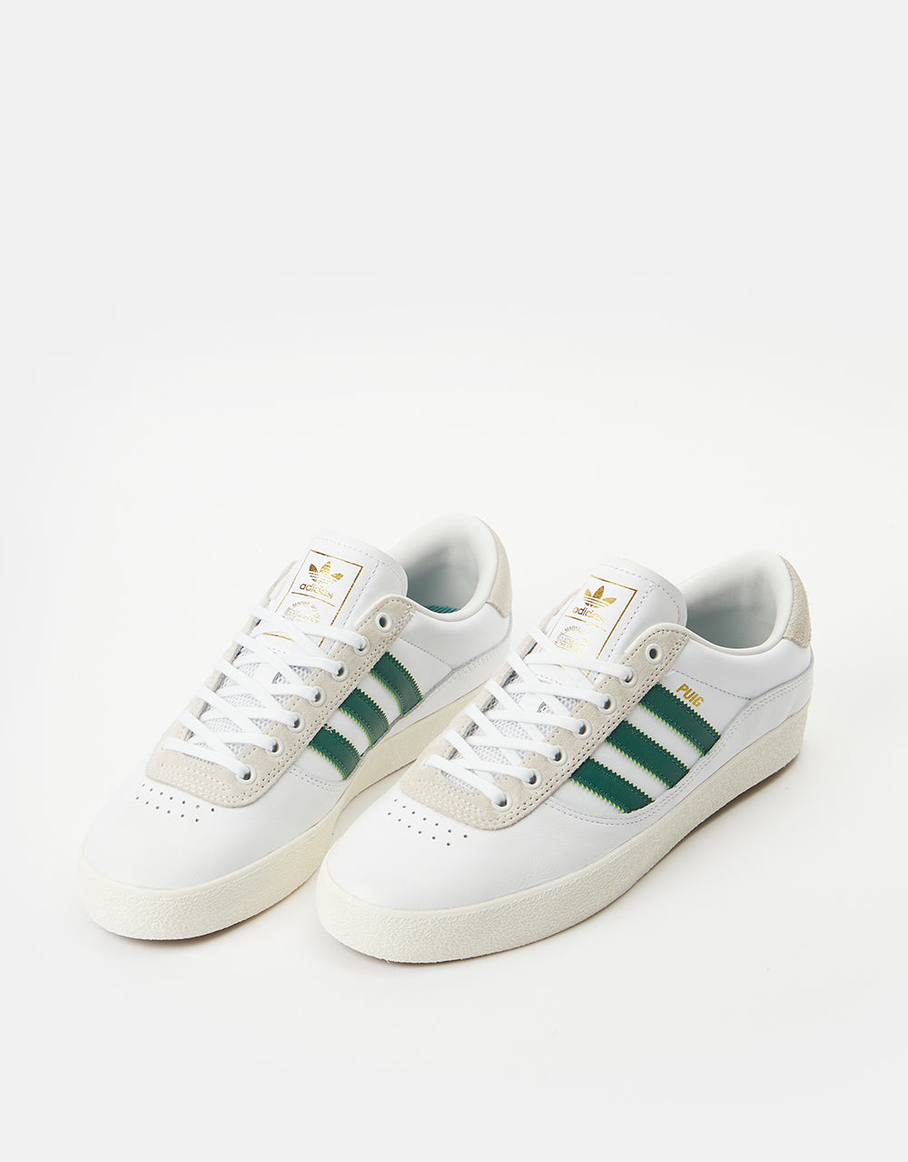 adidas Puig Indoor Skate Shoes - White/Dark Green/Chalk White