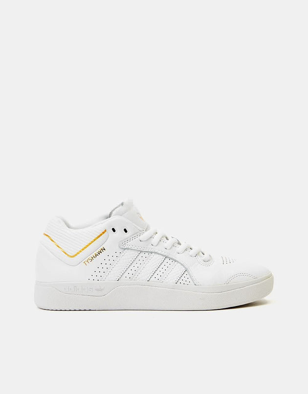 adidas Tyshawn Skate Shoes - White/White/Gold Metallic