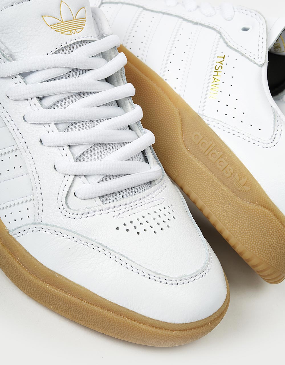 adidas Tyshawn Low Skate Shoes - White/White/Gum