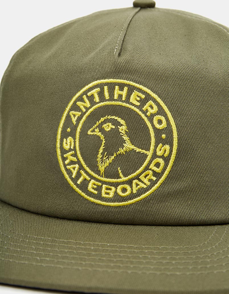 Anti Hero Basic Pigeon Round Snapback Cap  - Sage/Yellow