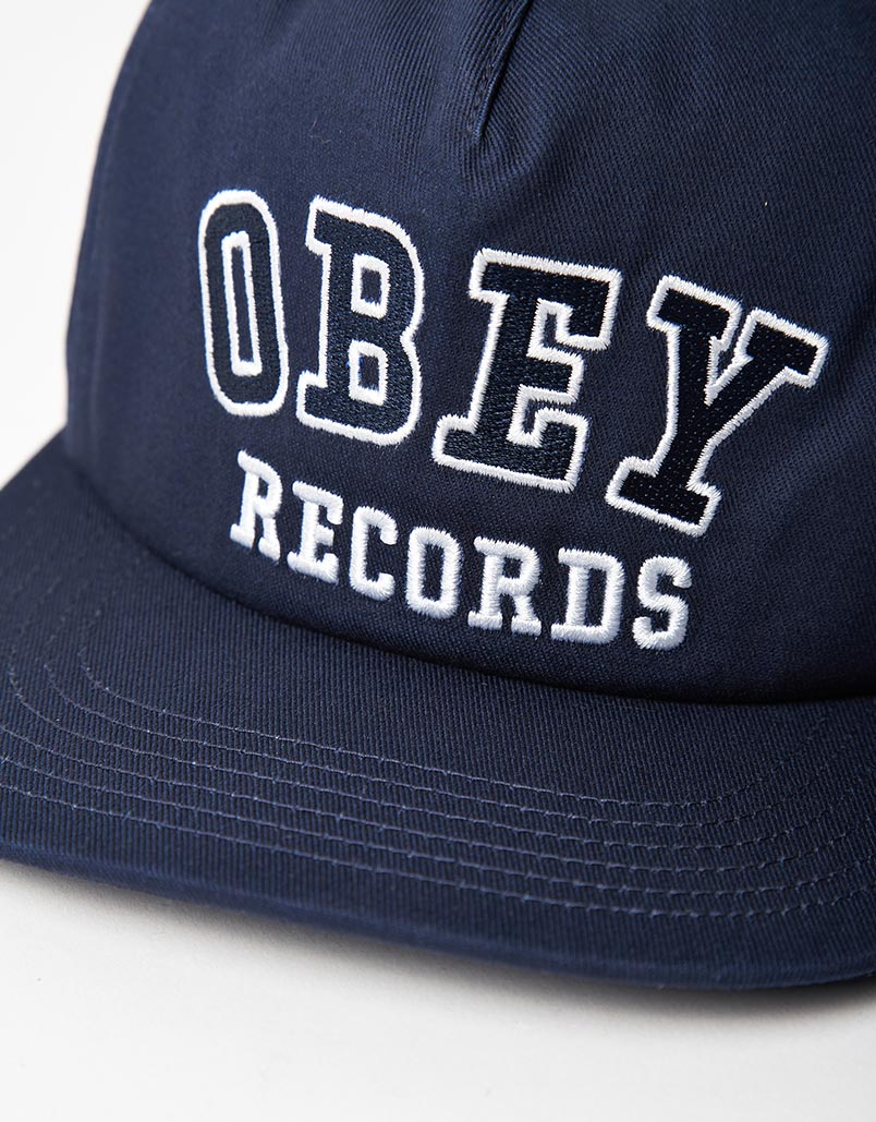 Obey Records 5 Panel Cap - Mild Navy
