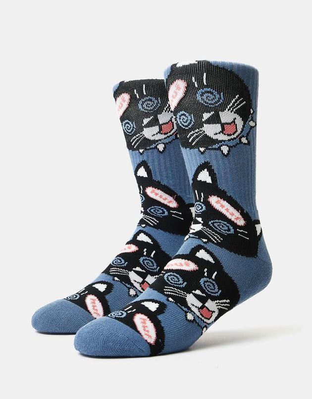 HUF Hypno Cat Crew Socks - Vintage Violet