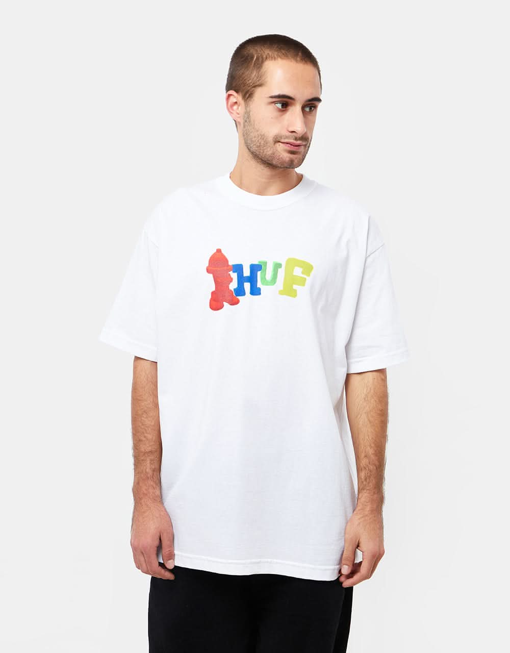 white huf t shirt