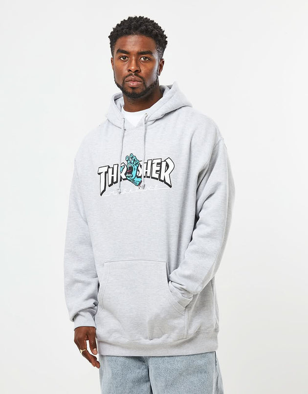 Santa Cruz x Thrasher Screaming Logo Pullover Hoodie - Grey Heather