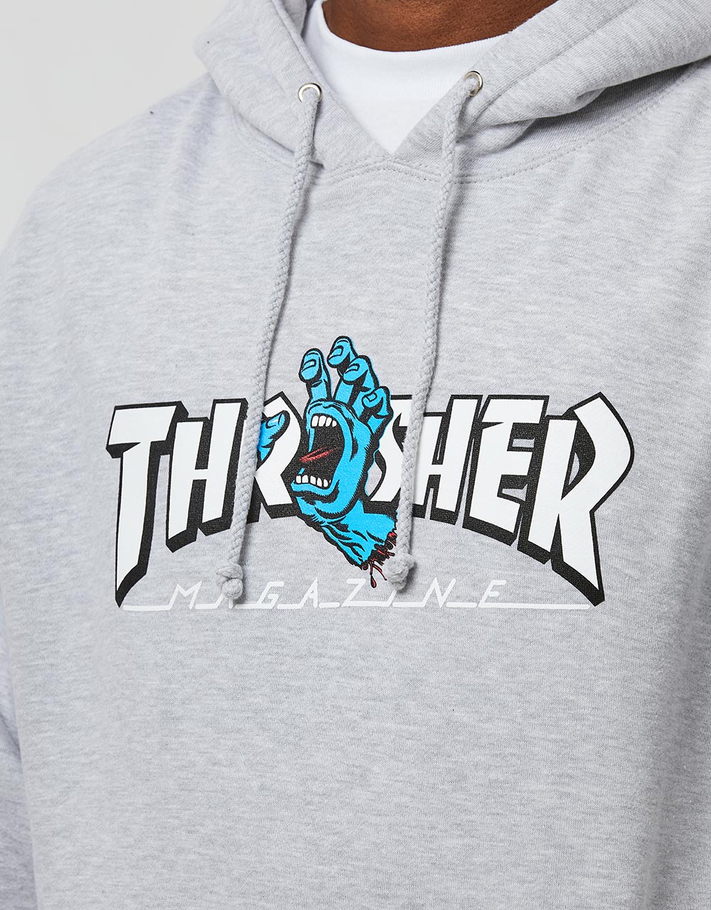 Santa Cruz x Thrasher Screaming Logo Pullover Hoodie - Grey Heather