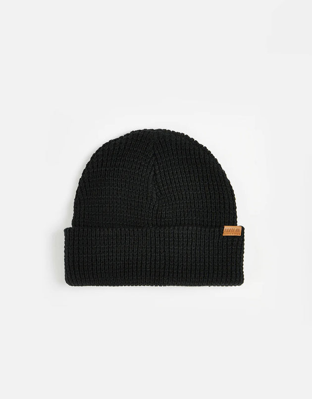Route One Recycled Waffle Fisherman Beanie - Black