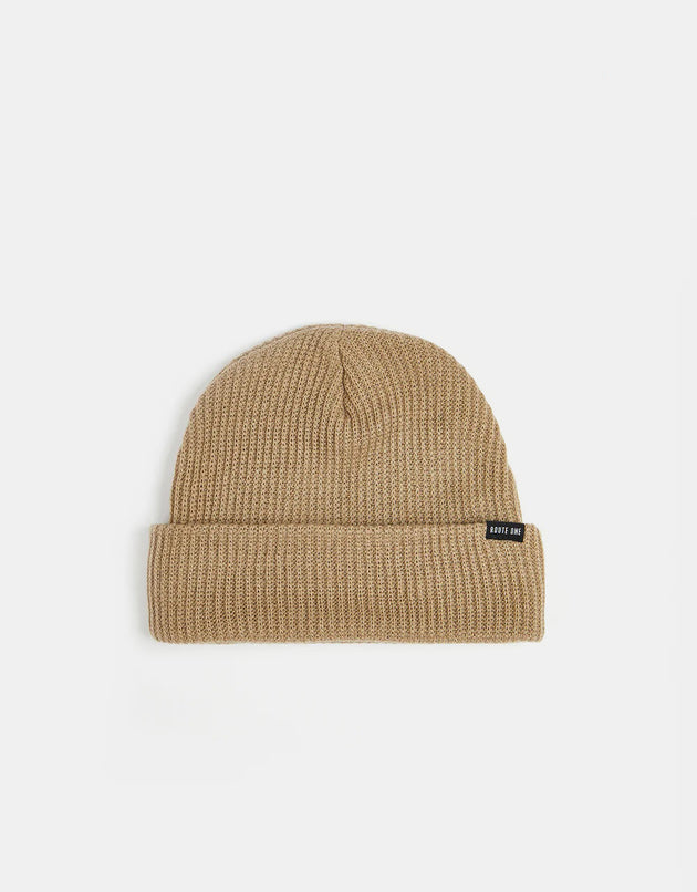 Route One Recycled Fisherman Beanie - Desert Taupe