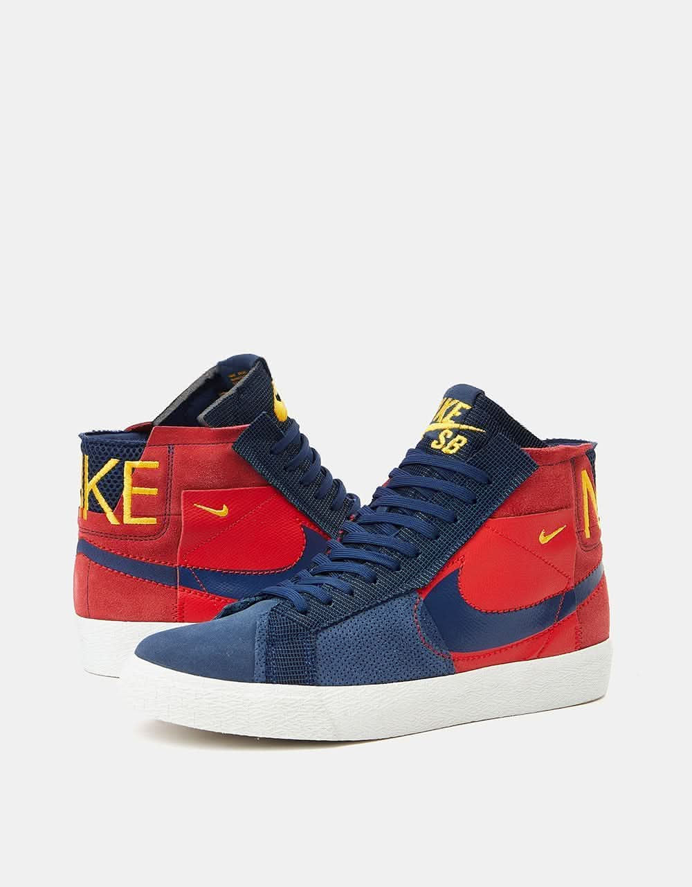 Nike SB Zoom Blazer Mid Premium Skate Shoes - Univ Red/Midnight Navy-Univ Gold-Summit White-Black