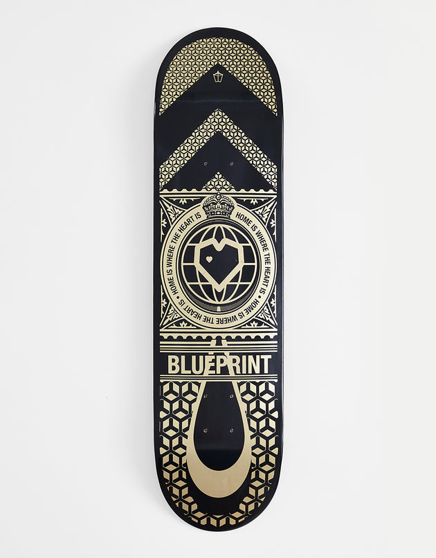 Blueprint Home Heart Black/Gold Skateboard Deck - 8.125"