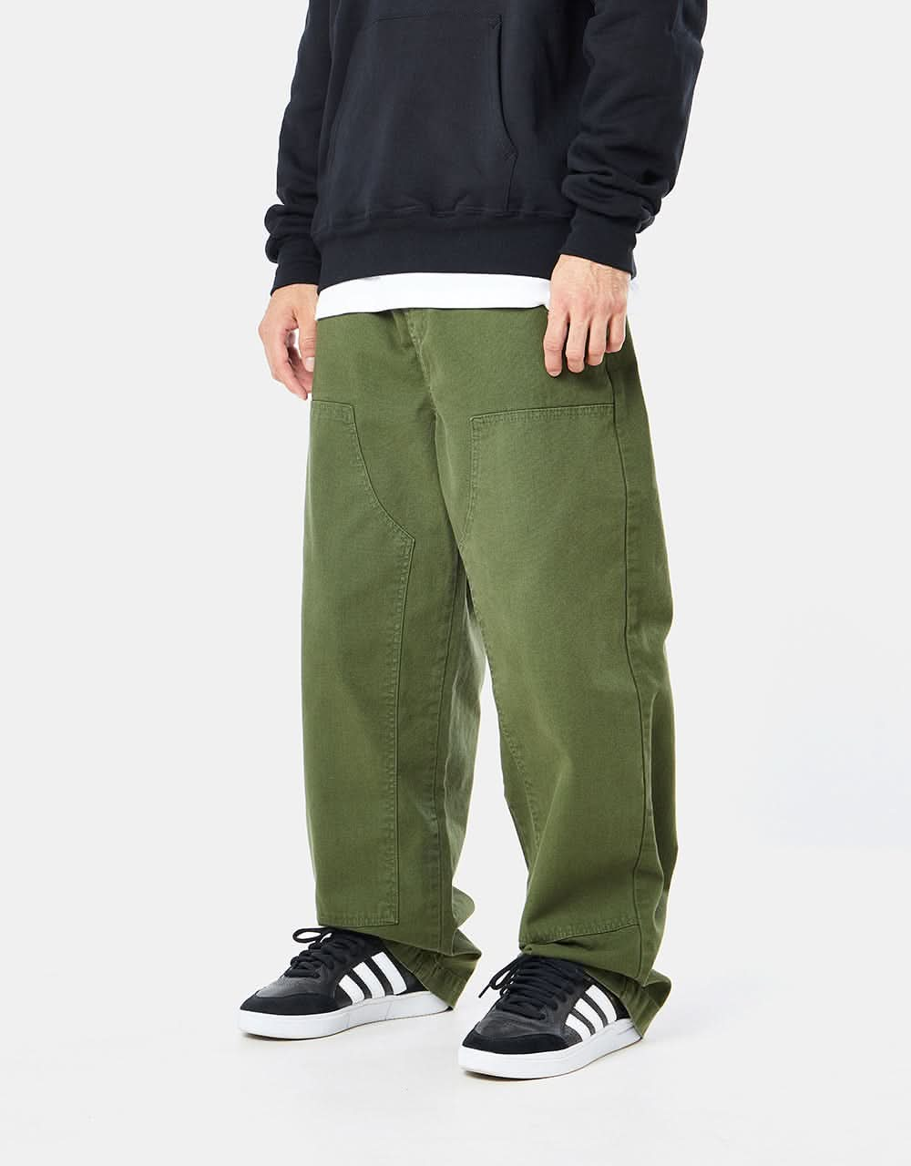 Double Waistband Track Pants in Olive