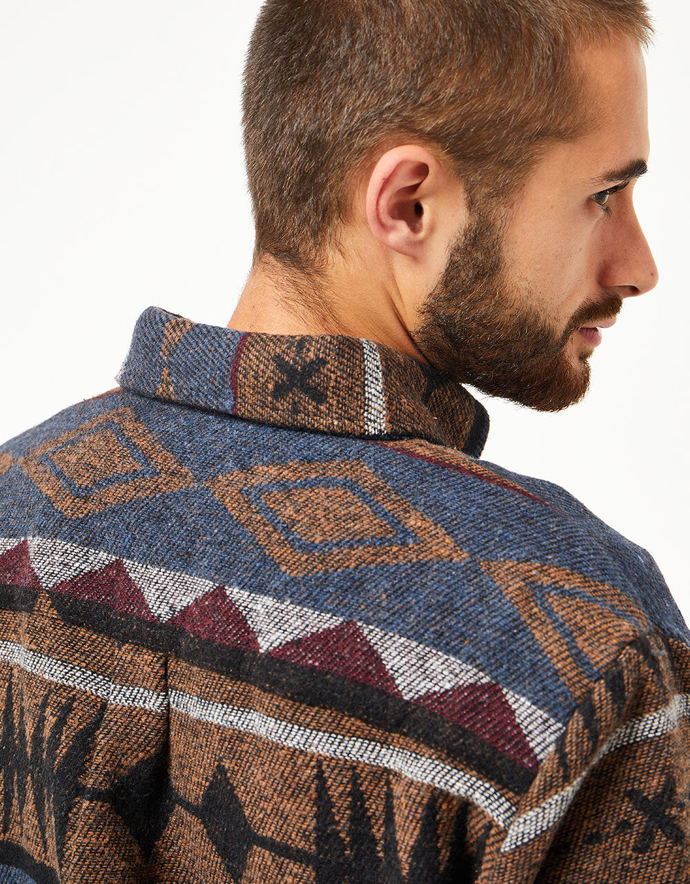 Route One Navajo Heavyweight Flannel Shirt - Imperial Blue/Brown