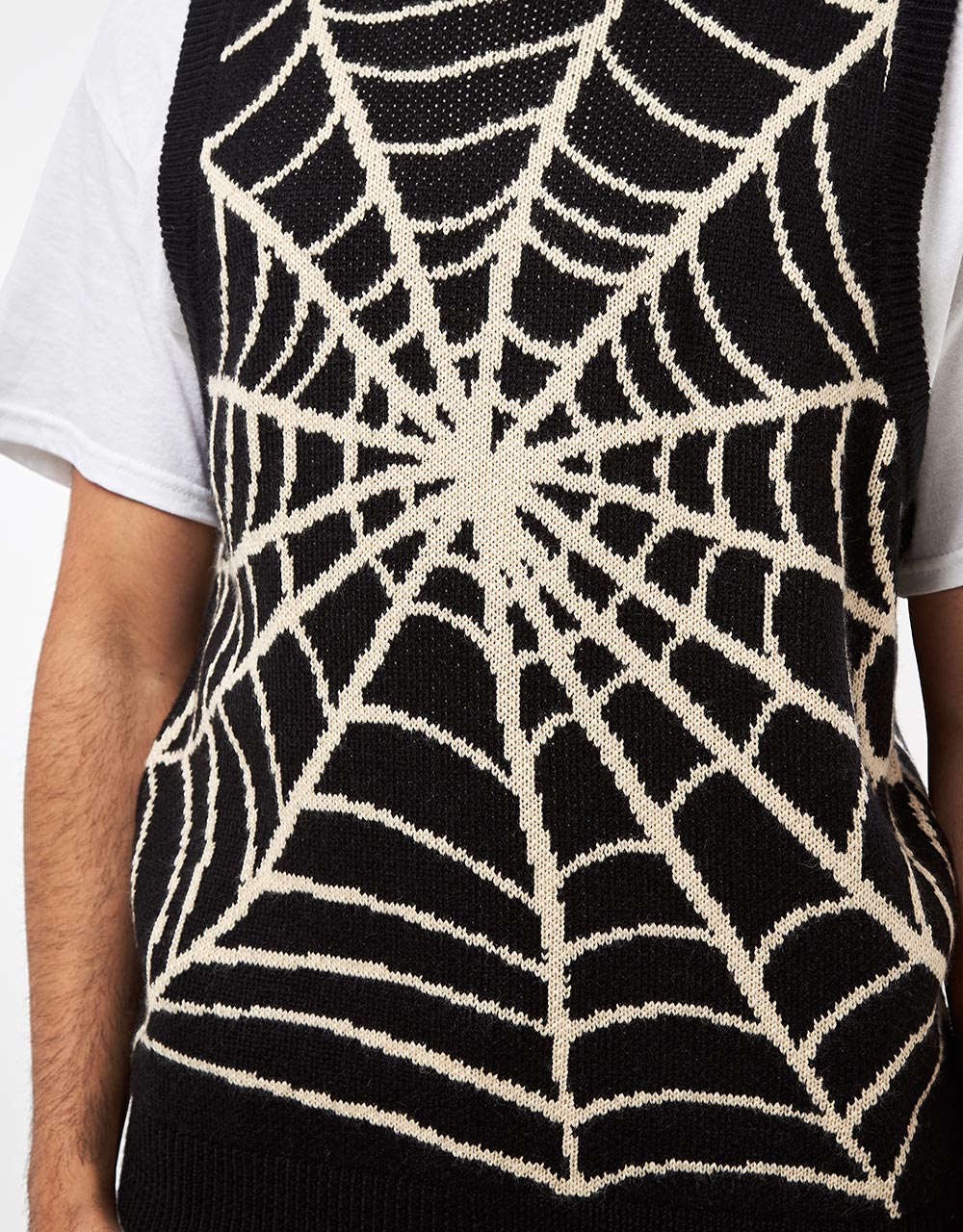 Route One Spiderweb Knitted Vest - Black