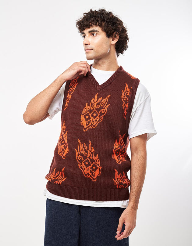 Route One Dice Knitted Vest - Cappuccino