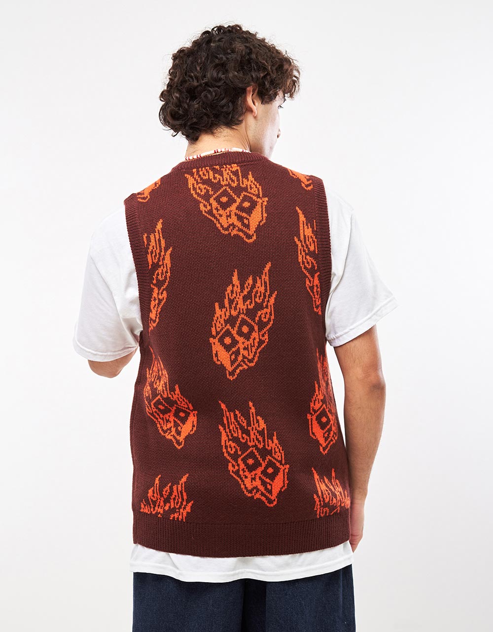 Route One Dice Knitted Vest - Cappuccino