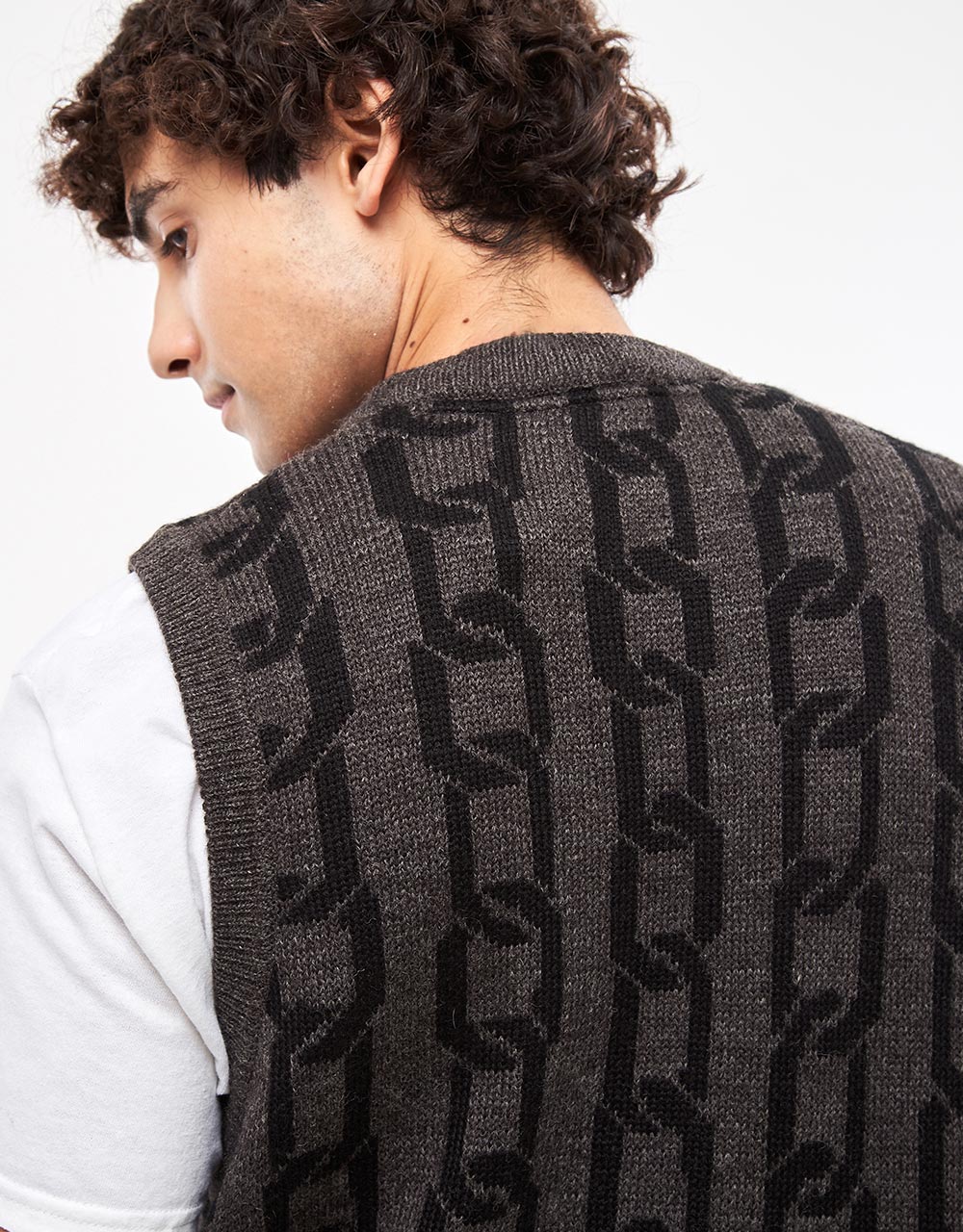 Route One Chains Knitted Vest - Charcoal