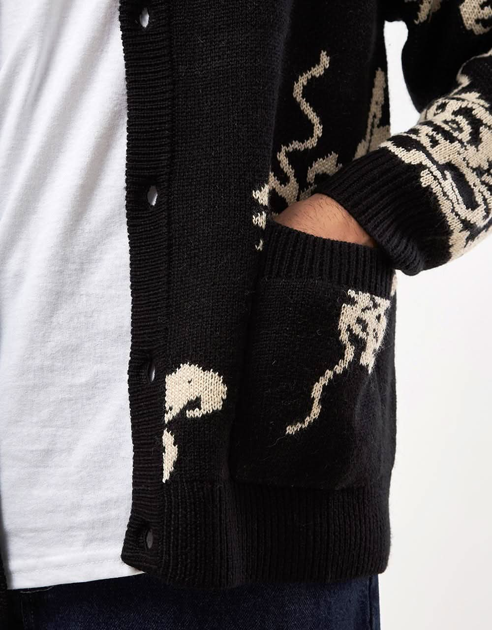 Route One Dragon Knitted Cardigan - Black