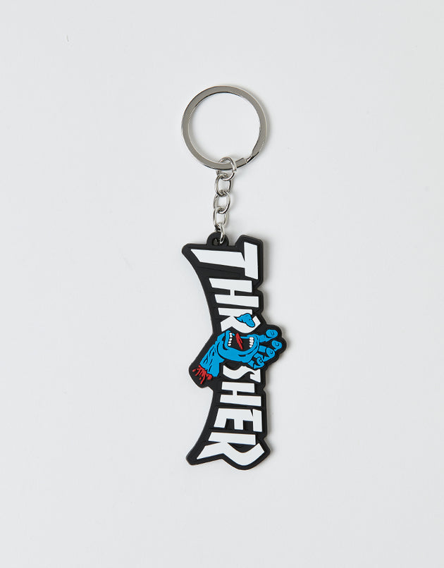 Santa Cruz x Thrasher Screaming Logo Keychain - Black/Blue