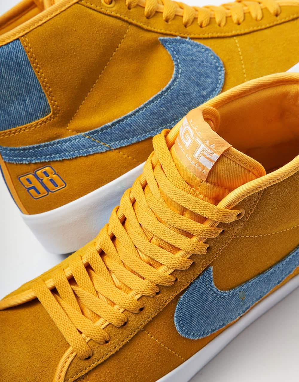 Nike SB Zoom Blazer Mid Pro GT Skate Shoes - Univ Gold/Game Royal-Univ Gold-White-Black