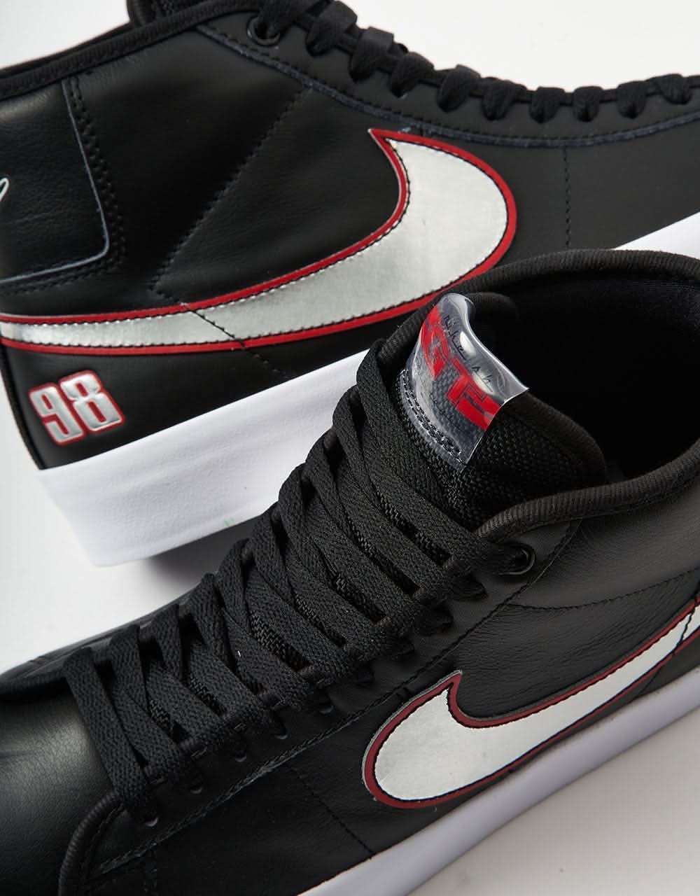 Nike SB Zoom Blazer Mid Pro GT Skate Shoes - Black/Metallic Silver-Univ Red-White-Black-Grey Fog