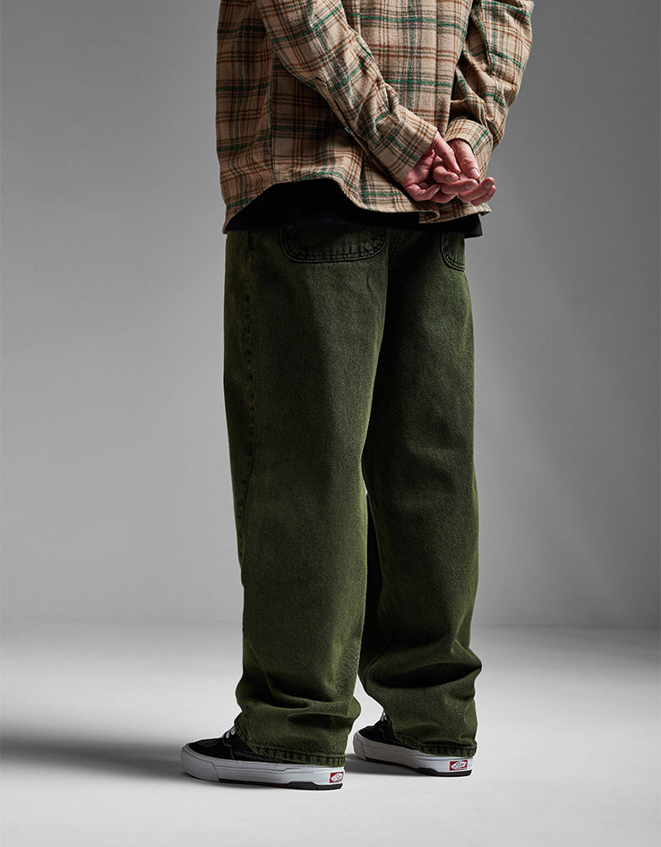 Route One Super Baggy Denim Jeans - Leaf Green