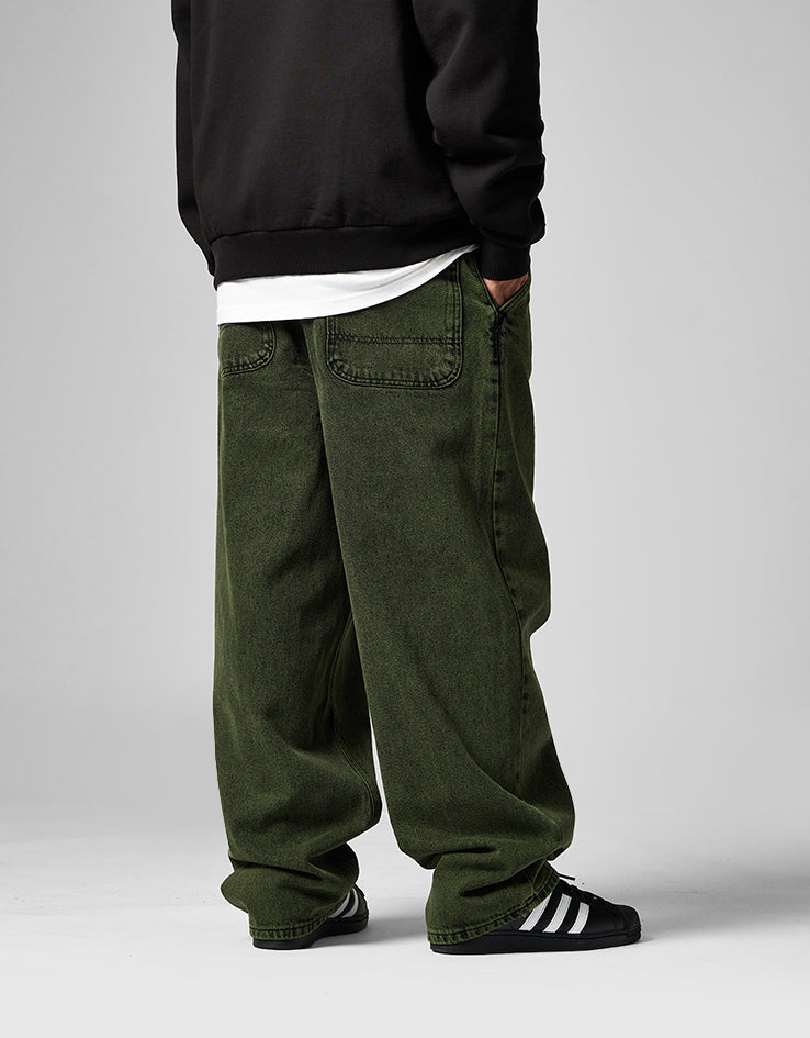 Route One Super Baggy Denim Jeans - Leaf Green