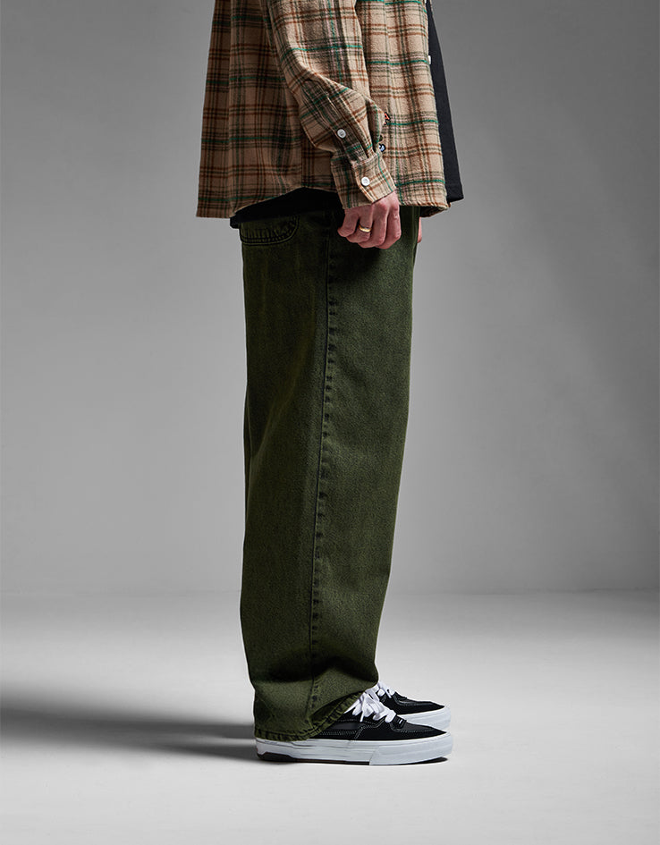 Route One Super Baggy Denim Jeans - Leaf Green