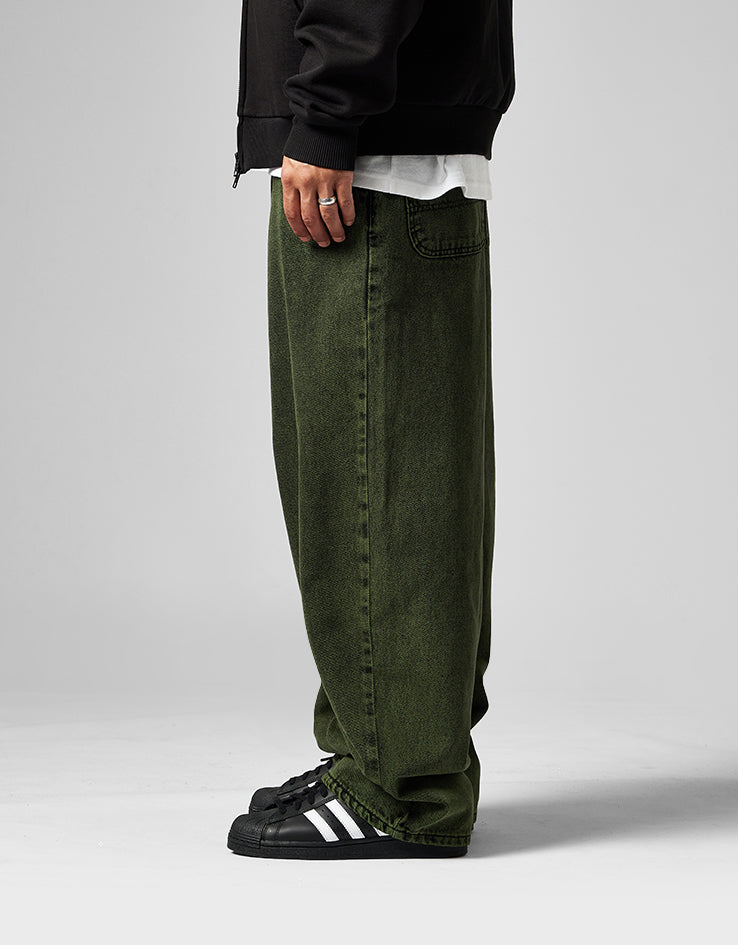 Route One Super Baggy Denim Jeans - Leaf Green