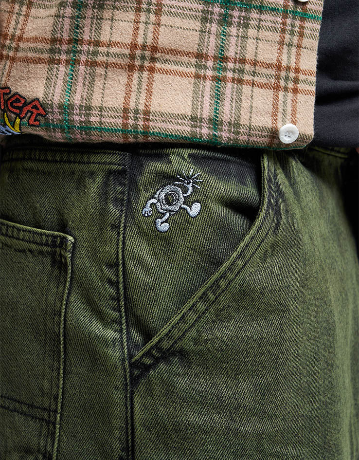 Route One Super Baggy Denim Jeans - Leaf Green