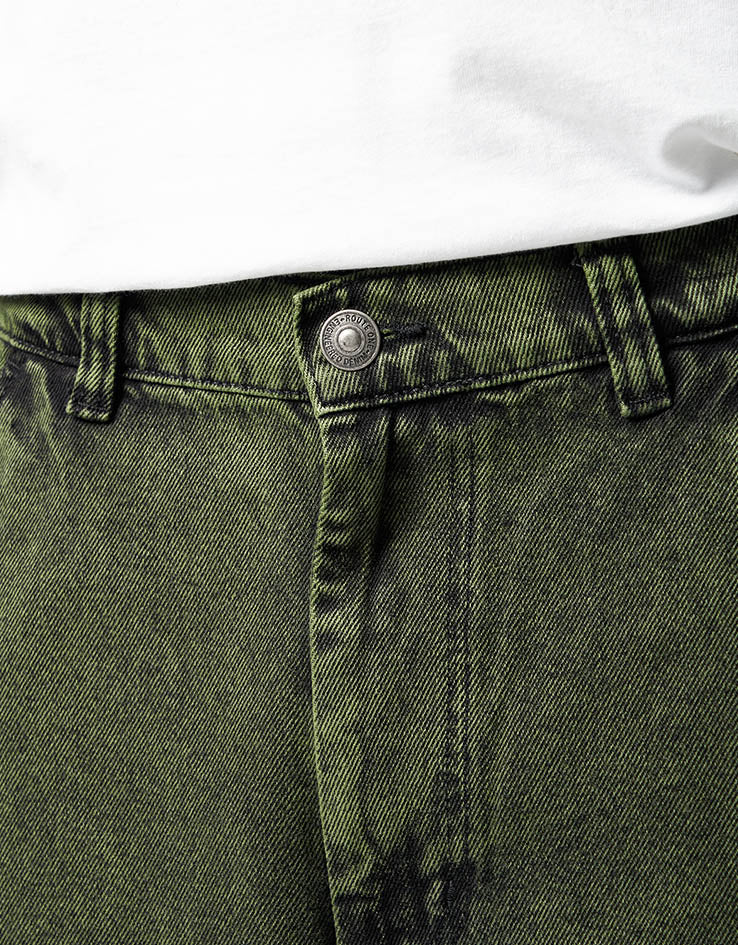 Route One Super Baggy Denim Jeans - Leaf Green
