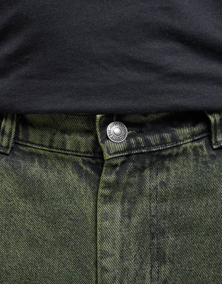 Route One Super Baggy Denim Jeans - Leaf Green