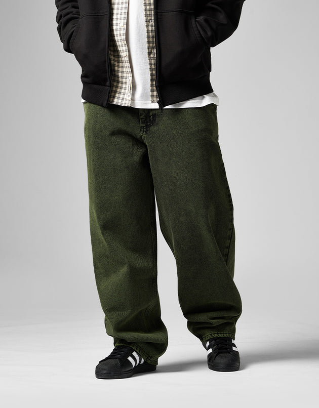 Route One Super Baggy Denim Jeans - Leaf Green
