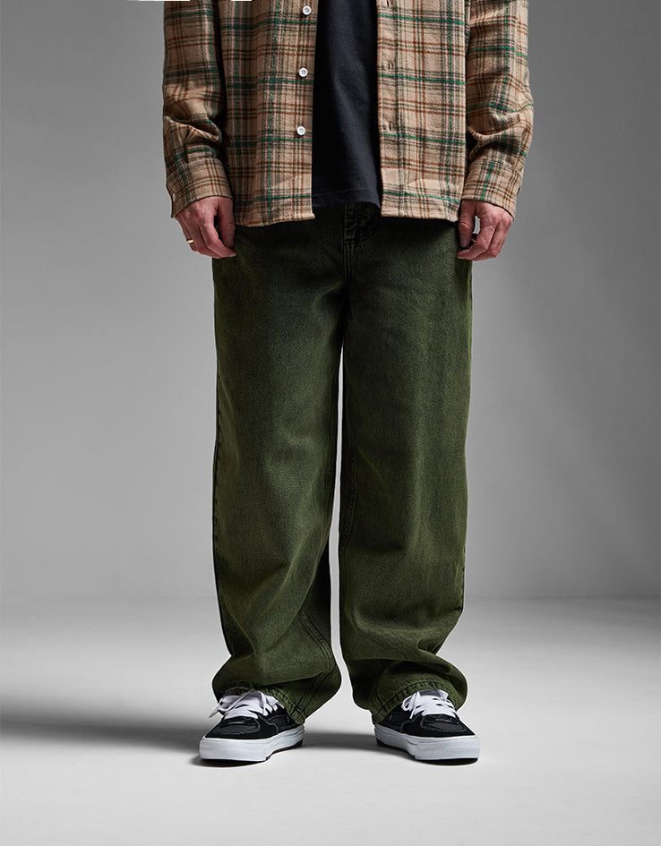 Route One Super Baggy Denim Jeans - Leaf Green