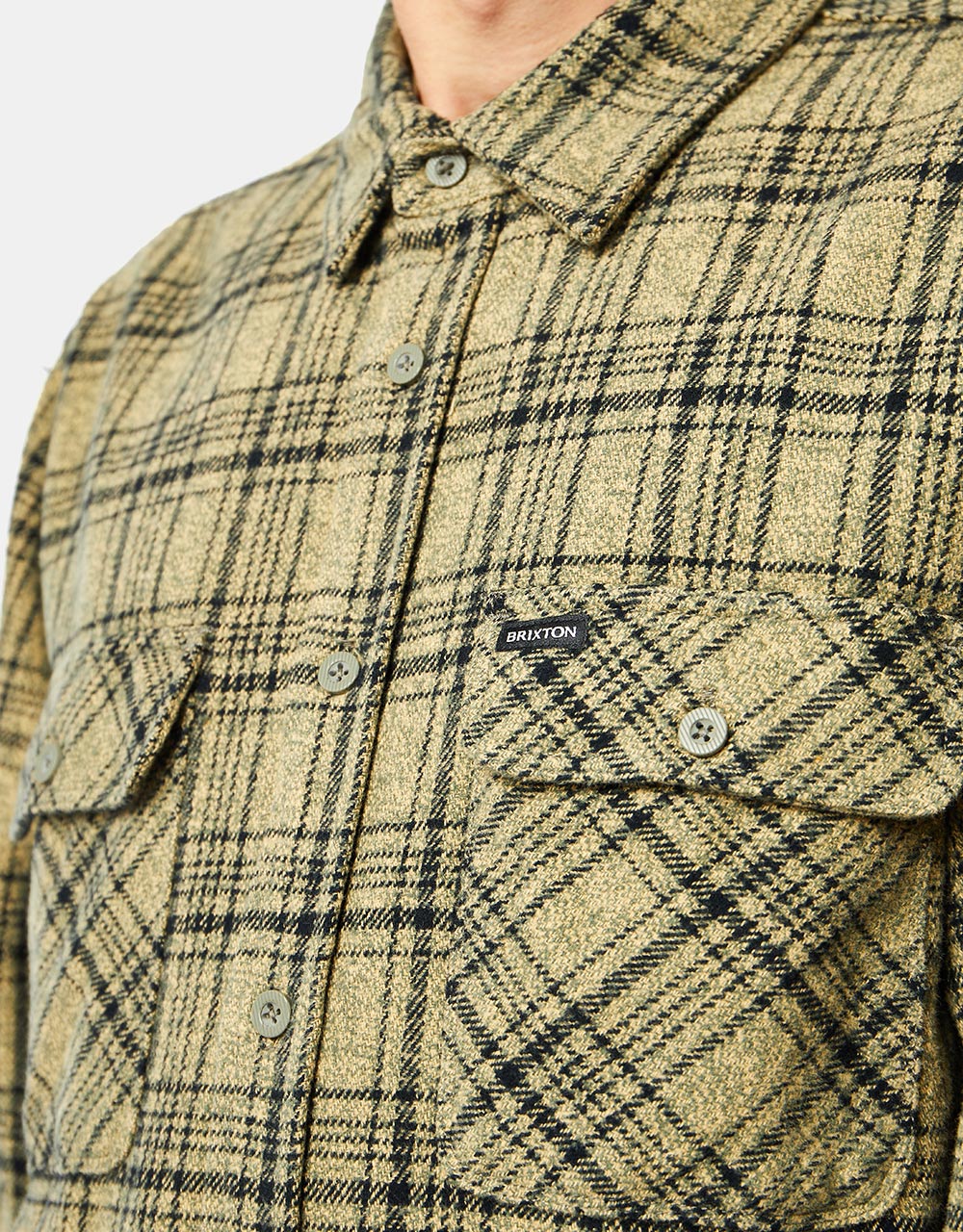 Brixton Bowery Heavy Weight L/S Flannel Shirt - Military Olive/Black