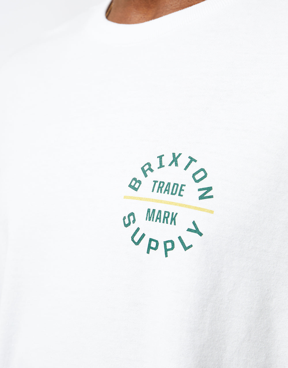 Brixton Oath V T-Shirt - White/Spruce